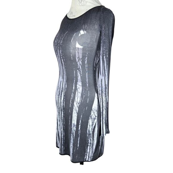 silence + noise Dresses & Skirts - Silence + Noise Dress Womens XS Black Sheer Long Sleeve Moon Forest Print Goth